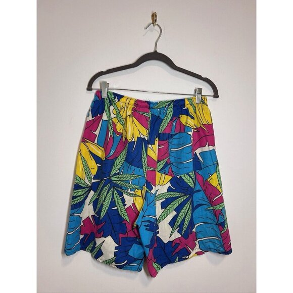 Floral Summer Shorts Tropical Men’s Large Vintage 80s - Picture 7 of 11